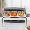 DUTTIETY 9L/9.5QT Roll Top Chafing Dish Buffet Set, Rectangular Rotation 90/180Catering Warmer Server with 3 Pans, Stainless Steel Chafing Server Set for Catering Events view 1