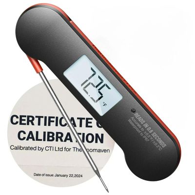 ThermoMaven Professional Meat Thermometer Digital, 0.6 Sec Instant Read, 0.5 NIST Certified Accuracy, IP67 Waterproof, Bright Backlit, Temperature Indicator for Grill, BBQ, Smoker