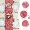 6 Pack Rose Valentine's Day Cheesecloth Table Runner 10FT Long Boho Gauze Table Runner Rustic Sheer Runner for Wedding Bridal Baby Shower Birthday Party Table Decor Thanksgiving Decorations view 3