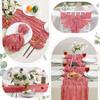 6 Pack Rose Valentine's Day Cheesecloth Table Runner 10FT Long Boho Gauze Table Runner Rustic Sheer Runner for Wedding Bridal Baby Shower Birthday Party Table Decor Thanksgiving Decorations view 4