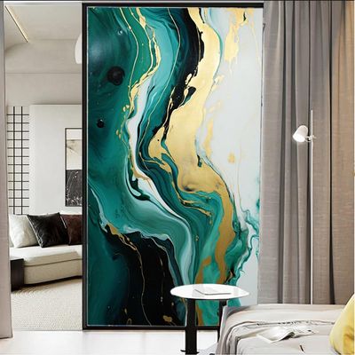 Abstract Marble Window Privacy Film Modern Abstract Dark Green Texture Stained Glass Window Film Sun Blocking Heat Control Decorative Window Covering Film for Home Office 27.6Wx39.4L