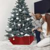 Christmas Tree Collar Tree Box Stand Cover,Christmas Artificial/Pencil/Silm/Skinny Tree Ring 4 Packs Collapsible Tree Skirt for Christmas Xmas Tree,Modern Minimalist Xmas Tree Red Stripes 17"x10" view 3