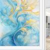 Abstract Texture Stained Glass Window Film Beautiful Modern Blue Gold Retro Privacy Window Film Non-Adhesive Glass Film Decorative Static Cling Film for Home Office 31.5Wx55.1L view 3