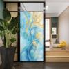 Abstract Texture Stained Glass Window Film Beautiful Modern Blue Gold Retro Privacy Window Film Non-Adhesive Glass Film Decorative Static Cling Film for Home Office 31.5Wx55.1L view 4