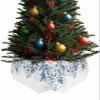 Christmas Tree Collar Tree Box Stand Cover,Blue Christmas Artificial/Pencil/Silm/Skinny Tree Ring 4 Packs Collapsible Tree Skirt for Christmas Xmas Tree,Eucalyptus Leaves Flower Snowflake 14.5"x10" view 1