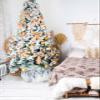Christmas Tree Collar Tree Box Stand Cover,Blue Christmas Artificial/Pencil/Silm/Skinny Tree Ring 4 Packs Collapsible Tree Skirt for Christmas Xmas Tree,Eucalyptus Leaves Flower Snowflake 14.5"x10" view 4