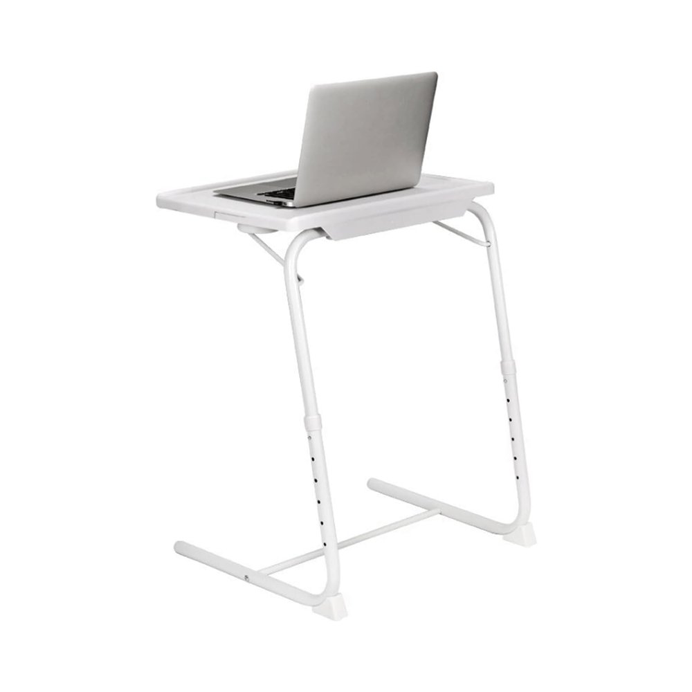 Fashion Side Table End Table Foldable Side Table Metal Bedside Table Portable Computer Desk Adjustable Lift Stand Center Table with Cup Holders Tabletop Spacious