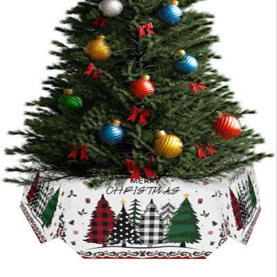 Christmas Tree Collar Tree Box Stand Cover,Buffalo Plaid Tree Artificial/Pencil/Silm/Skinny Tree Ring 6 Packs Collapsible Tree Skirt for Xmas Tree,Winter Christmas Boho Polka Dot Lattice 14.5"x10"