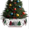 Christmas Tree Collar Tree Box Stand Cover,Buffalo Plaid Tree Artificial/Pencil/Silm/Skinny Tree Ring 6 Packs Collapsible Tree Skirt for Xmas Tree,Winter Christmas Boho Polka Dot Lattice 14.5"x10" view 1