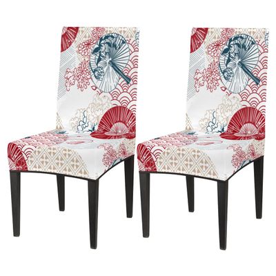 bisibuy Paper Umbrella Fish Scale Chair Cover Set of 2 Dining Room Chair Slipcover Kitchen Stretch Parson Chair Covers Protect for Party, Banquet, Home Decor