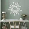 Boho Sun Metal Wall Art, Metal Sun and Moon Wall Decor, Large Earthy Celestial Sign, Minimalist Bohemian Art, Sunshine Signs for Home Decor, Housewarming Gifts (Gold, 35"x35" | 90x90cm) view 3