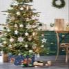 Christmas Tree Collar Tree Box Stand Cover,Christmas Artificial/Pencil/Silm/Skinny Tree Ring 6 Packs Collapsible Tree Skirt for Christmas Xmas Tree,Squirrels Family Snowflake Navy Blue 17"x10" view 2