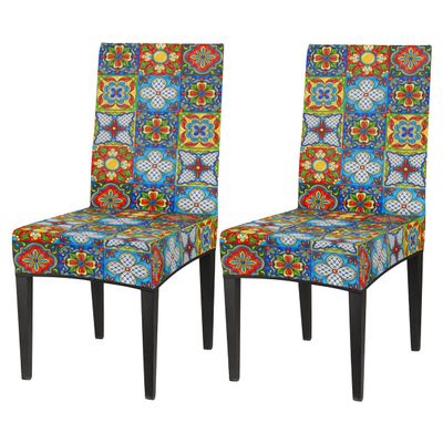 bisibuy Ethnic Folk Ornament Chair Covers for Dining Room 2 Pack Stretch Parson/Dining Chair Slipcover Universal Fit Chair Protector for Home,Dining Room, Restaurant,Banquet