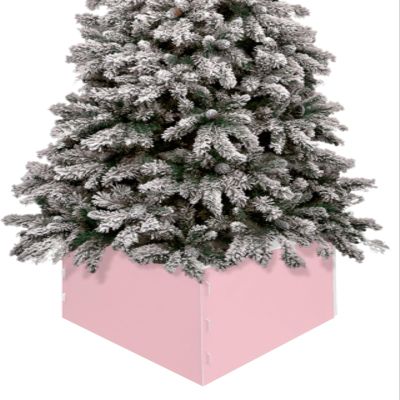 Christmas Tree Collar Tree Box Stand Cover,Blush Pink Pure Artificial/Pencil/Silm/Skinny Tree Ring 4 Packs Collapsible Tree Skirt for Christmas Xmas Tree,Romantic Contemporary Minimalist Solid 17"x10"