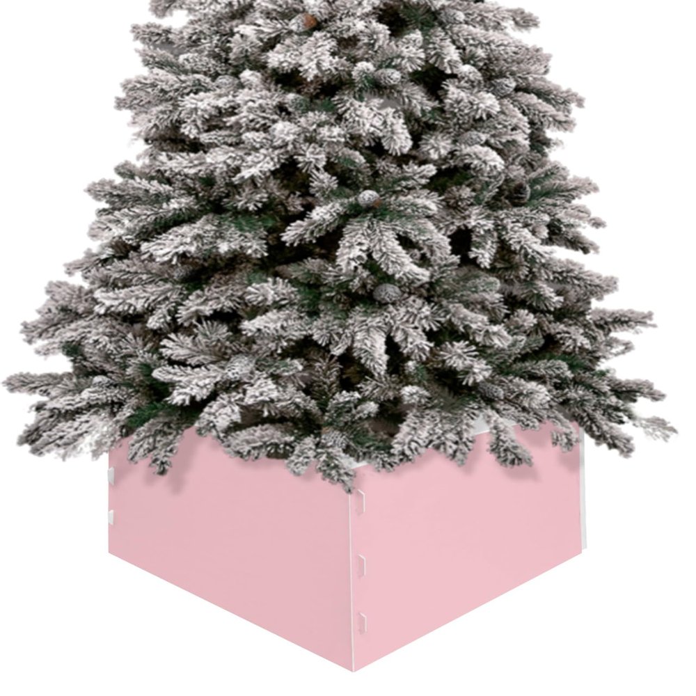 Christmas Tree Collar Tree Box Stand Cover,Blush Pink Pure Artificial/Pencil/Silm/Skinny Tree Ring 4 Packs Collapsible Tree Skirt for Christmas Xmas Tree,Romantic Contemporary Minimalist Solid 17"x10"