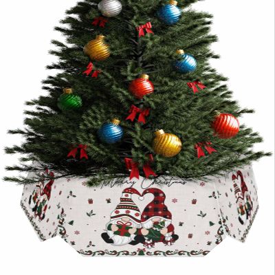 Christmas Tree Collar Tree Box Stand Cover,Christmas Gnomes Artificial/Pencil/Silm/Skinny Tree Ring 6 Packs Collapsible Tree Skirt for Christmas Xmas Tree,Farmhouse Winter Berrry Snowflake 14.5"x10"