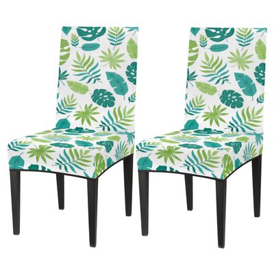 bisibuy Palm Leaf Grass Green Dining Chair Slipcovers Removable Washable Dining Room Chair Protector Cover Seat Slipcover Stretch Parson Chair Covers Set of 2, Forros para Sillas de Comedor