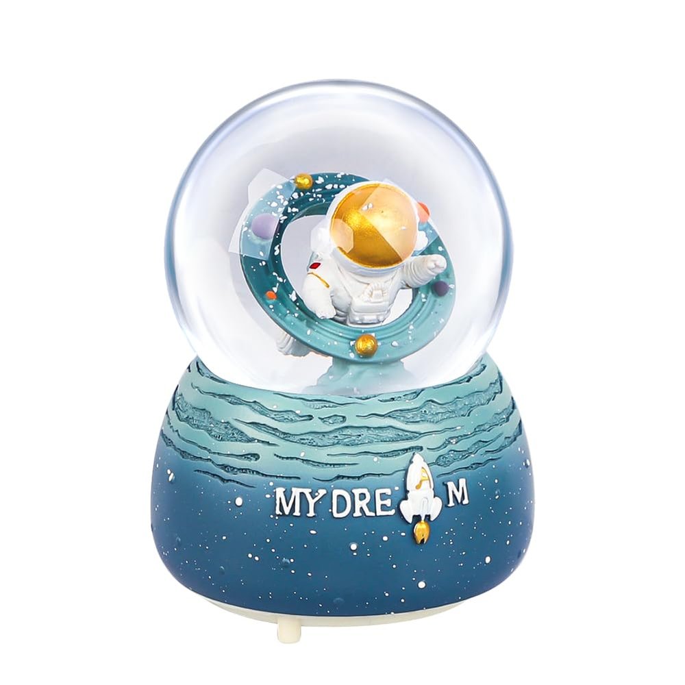 Astronaut Musical Snow Globe Luminous Snowball Music Box Automatic Snowfall Crystal Ball Glitter Night Light with Colorful Lights