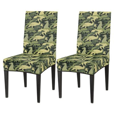 Dino Comouflage Military Chair Covers for Dining Room 2 Pack Stretch Parson/Dining Chair Slipcover Universal Fit Chair Protector for Home,Dining Room, Restaurant,Banquet