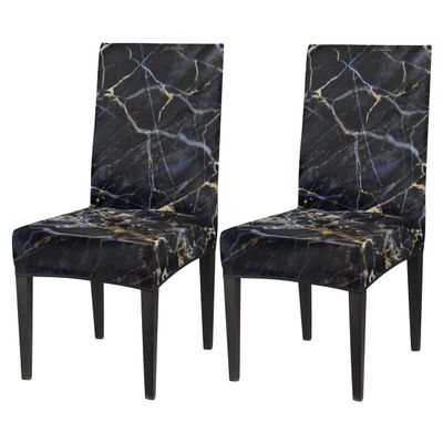 bisibuy Marble Dark Dining Chair Slicovers Stretch Chair Covers for Parsons Chair Slip Cover Removable Washable Chair Covers Protector for Dining Room, Hotel, Ceremony, Set of 2