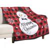 Christmas Blanket Winter Red Black Buffalo Plaid Cartoon Cute Snowman Soft Cozy Lightweight Throw Blanket for Bedroom Living Room Dorm Chair Sofa Travel 60x80in view 1
