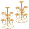 2pcs Lotus Ghee Lamp Holder Flower Votive Tealight Holder 7-Branch Golden Candle Stand Brass Oil Lamp Buddhist Altar Supplies for Temples Home Decor view 1