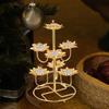 2pcs Lotus Ghee Lamp Holder Flower Votive Tealight Holder 7-Branch Golden Candle Stand Brass Oil Lamp Buddhist Altar Supplies for Temples Home Decor view 3