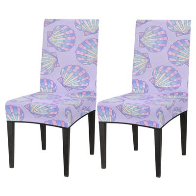 bisibuy Pearl Shells Gradient Dining Room Chair Slipcovers for Parson Chair Covers Protector Stretch Kitchen Dining Chair Cover Removable Washable for Home, Banquet Ceremony Wedding Party 2 PCS