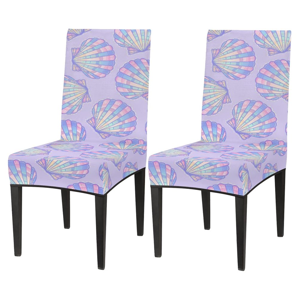 bisibuy Pearl Shells Gradient Dining Room Chair Slipcovers for Parson Chair Covers Protector Stretch Kitchen Dining Chair Cover Removable Washable for Home, Banquet Ceremony Wedding Party 2 PCS