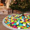 Christmas Tree Skirt with Tassel 48" Confetti Bright Pattern Christmas Tree Mat Cover Xmas Tree Skirt for Xmas Holiday Party Christmas Decoration Ornaments Tassel Tree Skirt for Happy New Year view 1