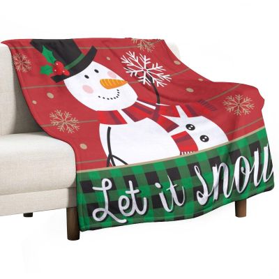 Christmas Blanket Winter Snowflake Cute Snowman Green Black Buffalo Plaid Red Soft Cozy Lightweight Throw Blanket for Kids Women Bedroom Living Room Dorm Chair Sofa Travel 50x60in