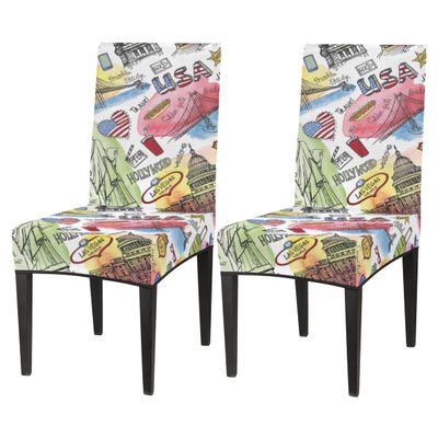 bisibuy America Landmark Vintage Chair Covers for Dining Room 2 Pack Stretch Parson/Dining Chair Slipcover Universal Fit Chair Protector for Home,Dining Room, Restaurant,Banquet
