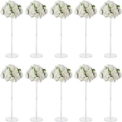 Acrylic Vase Wedding Centrepieces - 10 Pcs 60cm Tall Clear Column Flower Stand Flowers Vases for Wedding Birthday Party Centrepiece Decorations Elegant Table Vases Display Stands for Home Decor