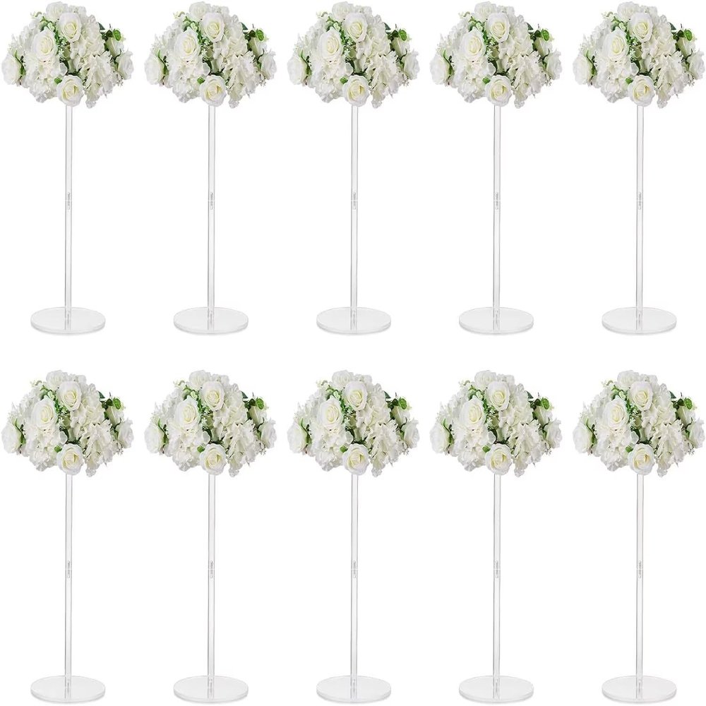 Acrylic Vase Wedding Centrepieces - 10 Pcs 60cm Tall Clear Column Flower Stand Flowers Vases for Wedding Birthday Party Centrepiece Decorations Elegant Table Vases Display Stands for Home Decor
