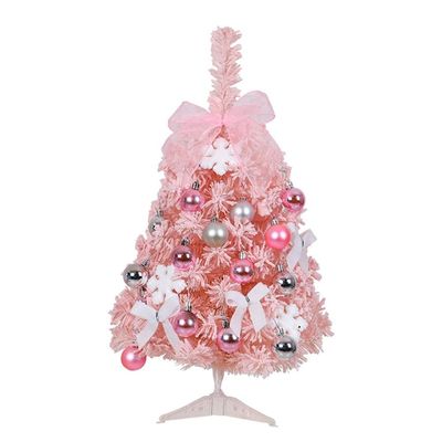 DULRLLY Mini Pink Christmas Tree 24 inch Small Tabletop Christmas Tree with Lights Prelit Desktop Christmas Tree Artificial Mini Xmas Pine Tree for Home Xmas Tabletop Holiday Decoration
