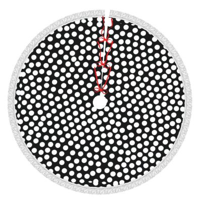 Black and White Dot Print Tassel Christmas Tree Skirt Xmas Tree Skirt Holiday New Year Party Christmas Party Decor. 30 in 36 in 48 in