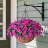 Ammyoo Artificial Hanging Flowers with Basket, Faux Silk Petunias Flower Arrangement, Coconut Lining with Morning Glories Fake Plants Patio Garden Porch Deck Spring Summer Decor(Lotus and Fuchsia) view 2