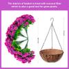 Ammyoo Artificial Hanging Flowers with Basket, Faux Silk Petunias Flower Arrangement, Coconut Lining with Morning Glories Fake Plants Patio Garden Porch Deck Spring Summer Decor(Lotus and Fuchsia) view 3