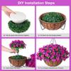 Ammyoo Artificial Hanging Flowers with Basket, Faux Silk Petunias Flower Arrangement, Coconut Lining with Morning Glories Fake Plants Patio Garden Porch Deck Spring Summer Decor(Lotus and Fuchsia) view 4