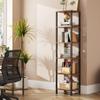 TUTOTAK Bookshelf, 6-Tier Tall Book Shelf, Narrow Bookcase for Small Space, DIY Stackable Bookshelf, for Living Room, Office, Study, Entryway, Industrial, Rustic Brown BS01BB006 view 1