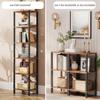 TUTOTAK Bookshelf, 6-Tier Tall Book Shelf, Narrow Bookcase for Small Space, DIY Stackable Bookshelf, for Living Room, Office, Study, Entryway, Industrial, Rustic Brown BS01BB006 view 3