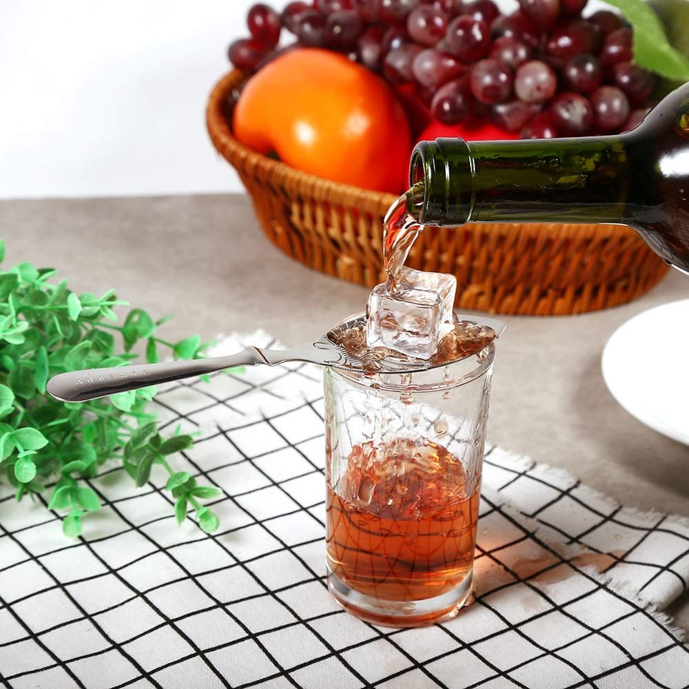 1pc 304 Stainless Steel Unique Design Cocktail Bar Glass Cup Drinking Filter Wormwood Spoon (Leaf Absinth Spoon)
