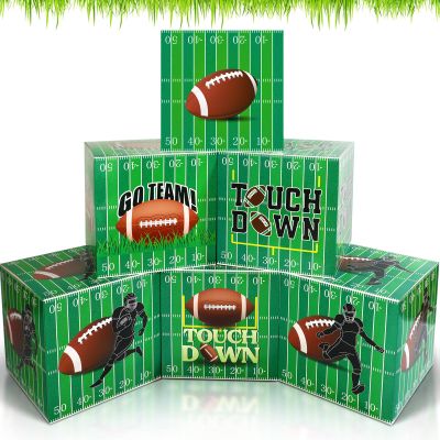 Hushee 6 Pcs Large Football Party Decorations 12 Inch Football Cardboard Box Backdrop Bowl Party decor Props Boxes for Birthday table centerpieces Supplies