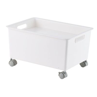 Storage Basket, Roller Basket, Storage Box, Sturdy Portable Movable Storage Organizer, Large Capacity Organizer Box for Books Clothes Shoes, Toy Small Items Box for Home (White)
