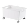 Storage Basket, Roller Basket, Storage Box, Sturdy Portable Movable Storage Organizer, Large Capacity Organizer Box for Books Clothes Shoes, Toy Small Items Box for Home (White) view 1