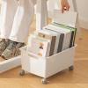 Storage Basket, Roller Basket, Storage Box, Sturdy Portable Movable Storage Organizer, Large Capacity Organizer Box for Books Clothes Shoes, Toy Small Items Box for Home (White) view 2