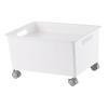 Storage Basket, Roller Basket, Storage Box, Sturdy Portable Movable Storage Organizer, Large Capacity Organizer Box for Books Clothes Shoes, Toy Small Items Box for Home (White) view 4