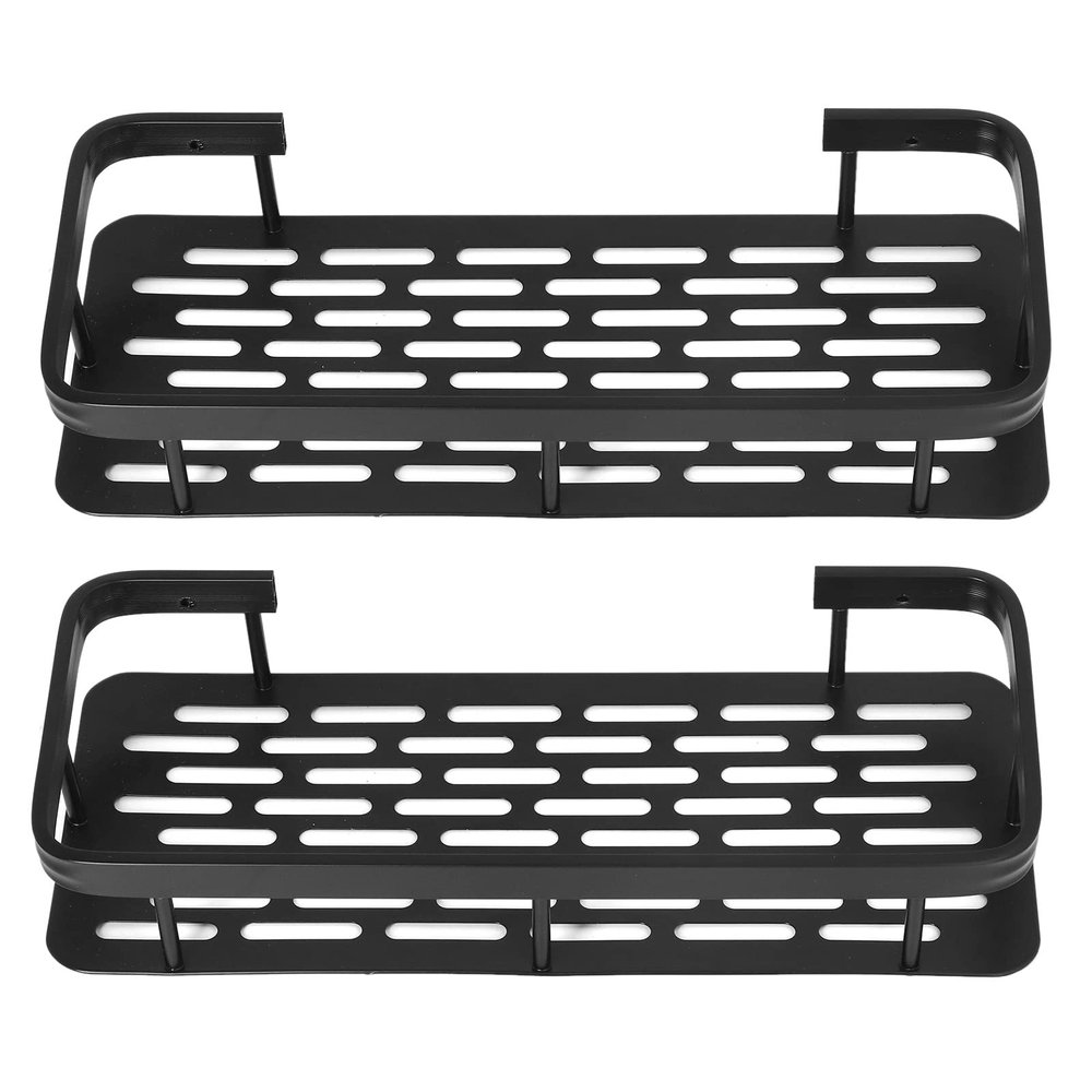Airshi Shower Caddy, Punching Rectangle Shape Shower Shelf Space Saving Thick Durable for Home (Black)