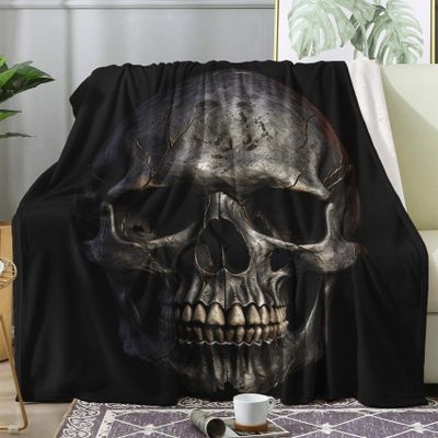zcwl Skull Blanket Twin Size, Gothic Fleece Throw Blanket for Couch Bed Sofa, Goth Skeleton Patterned Blankets and Throws, Super Soft Cozy Plush Flannel Blanket, 60x80, Decor & Gift