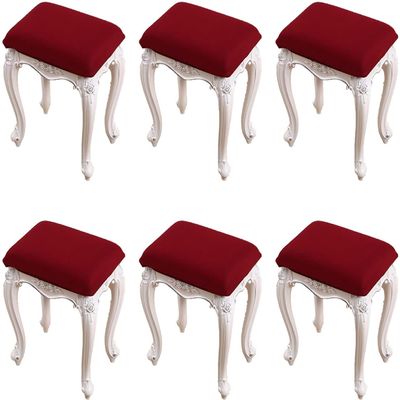 LUXRUB Stretch Bar Stool Covers 2/4/6 PCS Rectangle Barstool Chair Slipcovers Elastic Vanity Stool Cover Soft Washable Counter Stool Covers for Wooden Metal Bench (Color : Claret, Size : Set of 6)
